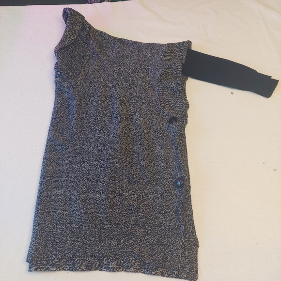 RD Style Calandri Grey Black Poncho Cowl Neck Oversized Drape Sweater Size S - Picture 11 of 13